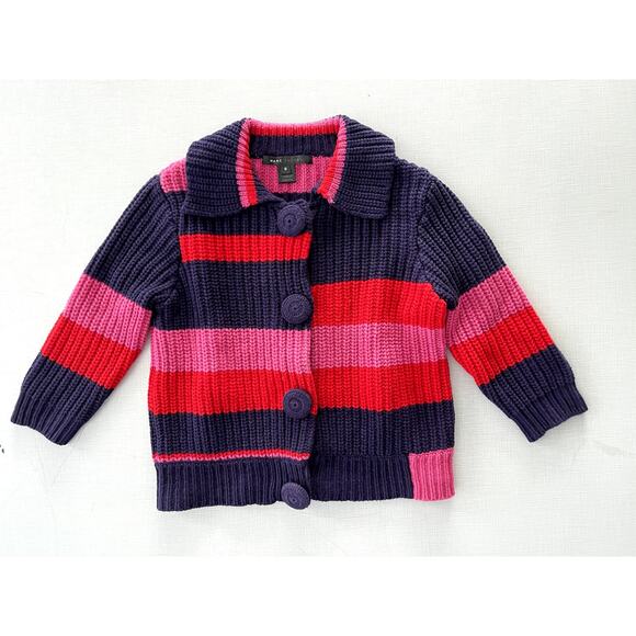 Marc Jacobs Sweaters - Marc Jacobs Sz S Stripe Cardigan Pink Wool Vintage Preppy Geek Chic Y2K Whimsy